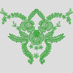 绿色花卉刺绣图案 水溶