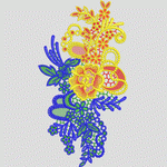 彩色刺绣花卉图案 水溶