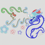 刺绣龙与云纹图案设计 珠片