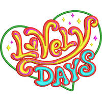 彩色心形“Lucky Days”刺绣设计 免费花样