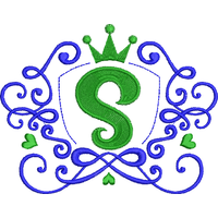 绿色字母S皇冠徽章 免费花样