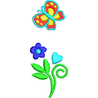 彩色蝴蝶与花朵图案 免费花样