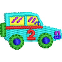 彩色数字2的卡通汽车 免费花样
