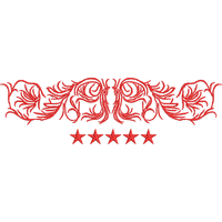 红色花纹与五角星装饰图案 免费花样