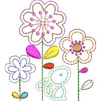 彩色花朵与蝴蝶图案 免费花样