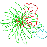 彩色线描花卉图案 免费花样