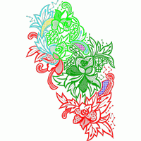 彩色花卉刺绣图案 大花卉-复杂花卉
