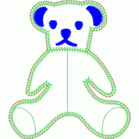 绿色缝线小熊图案 迷你贴布小熊图案版图案