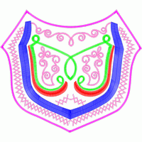 彩色刺绣盾形徽章 抽象烫钻图案图案