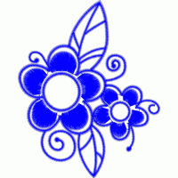 蓝色刺绣花卉图案 烫胶热溶贴花