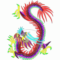 彩色龙形刺绣图案 龙