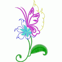 彩色蝴蝶花刺绣图案 免费小花系列5千针以下