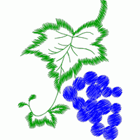 葡萄藤与蓝葡萄刺绣图案 免费小花系列5千针