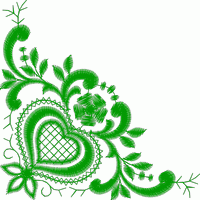 绿色心形花卉刺绣图案 免费小花系列5千针以