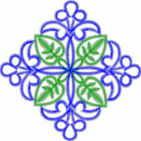 蓝色花纹绿叶装饰图案 免费小花系列5千针以