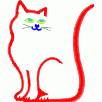 红色猫咪刺绣图案 免费童装卡通花样