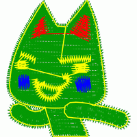 绿色卡通猫刺绣图案 免费童装卡通花样