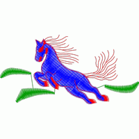 蓝色骏马跃动图案 免费童装卡通花样