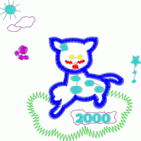 蓝色猫咪2000年吉祥图案 免费童装卡通花样