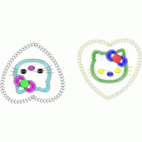 卡通猫头图案刺绣设计 免费童装卡通花样