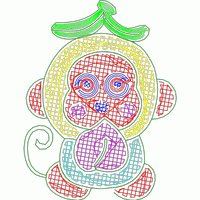 彩色刺绣猴子图案 免费童装卡通花样