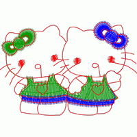 卡通Hello Kitty双人图案 免费童装卡通花样
