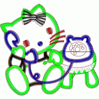 卡通猫与电话图案 免费童装卡通花样