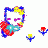 卡通猫头像与花朵装饰图案 免费童装卡通花