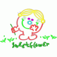 卡通女孩与花朵图案 免费童装卡通花样