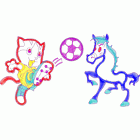 卡通猫马踢球图案 免费童装卡通花样