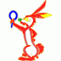 红色兔子持环图案 免费童装卡通花样