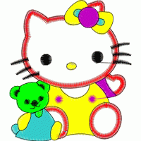 Hello Kitty抱着小熊玩偶 免费童装卡通花样