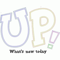 彩色立体字母“UP!”与标语 免费童装卡通花
