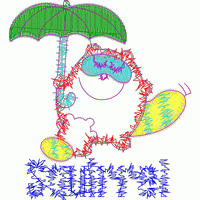 卡通小动物撑伞度假 免费童装卡通花样