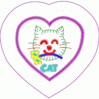 心形边框内的卡通猫图案 免费童装卡通花样