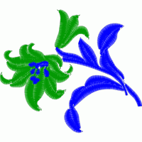 蓝绿植物刺绣图案 免费床上用品花边窗帘