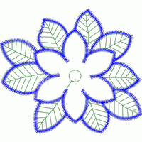 蓝色花形刺绣图案 免费床上用品花边窗帘