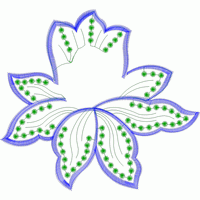 蓝色花瓣绿点刺绣图案 免费床上用品花边窗