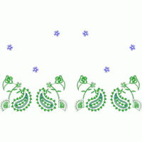 蓝色与绿色刺绣花卉图案 免费中花系列5千-1