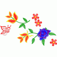 彩色花卉与蝴蝶刺绣图案 免费中花系列5千-1