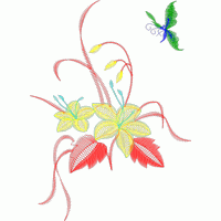 刺绣花卉与蝴蝶图案 免费中花系列5千-1万针