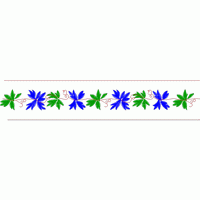 蓝色花朵与绿叶装饰图案 免费中花系列5千-1