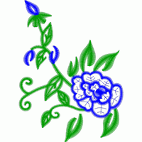 蓝色花卉刺绣图案 免费中花系列5千-1万针