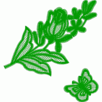绿色植物与蝴蝶刺绣图案 免费中花系列5千-1