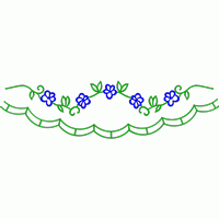蓝色花朵刺绣装饰图案 免费中花系列5千-1万
