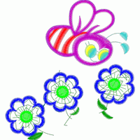 彩色蜜蜂与花朵刺绣图案 免费中花系列5千-1