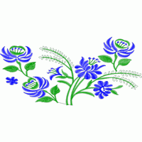 蓝色花卉刺绣图案 免费中花系列5千-1万针