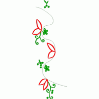 红色花朵与绿色藤蔓装饰图案 免费中花系列5