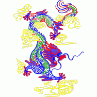 彩色龙腾云绣花图案 免费大花系列1万针以上