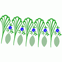 绿色植物与蓝色花朵刺绣图案 免费大花系列1